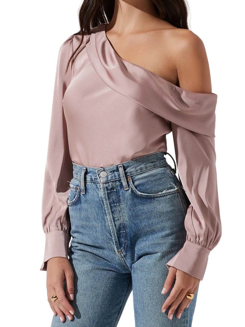 Astr One-Shoulder Mauve Blouse -
The Label Ellen Top size small